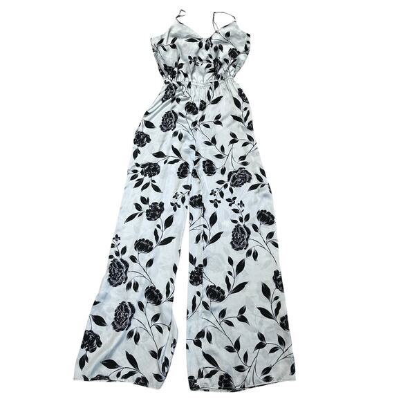 Show Me Your Mumu The Jagger Jumpsuit Silky Silver Floral Medium - Picture 1 of 5